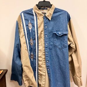 Mens Cumberland Outfitters Vintage Western Denim Shirt SZ XXL